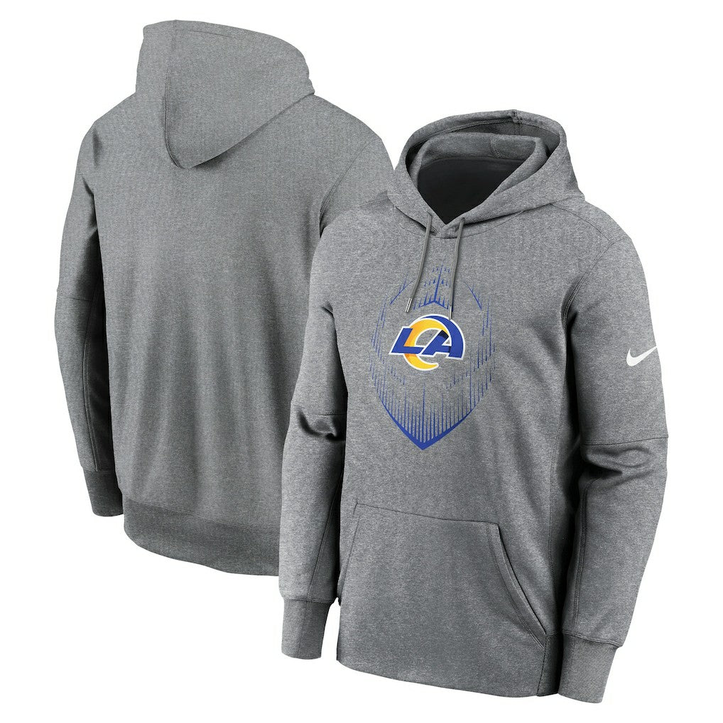 Los Angeles Rams Icon Performance Pullover Hoodie - Heather Gray | Nike on sale