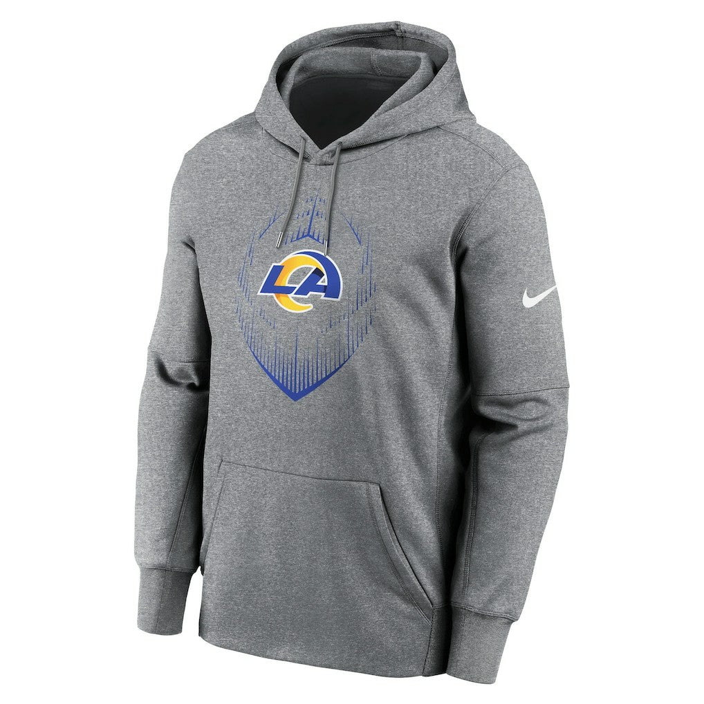 Los Angeles Rams Icon Performance Pullover Hoodie - Heather Gray | Nike on sale