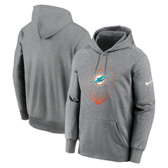 Miami Dolphins Icon Performance Pullover Hoodie - Heather Gray | Nike discount