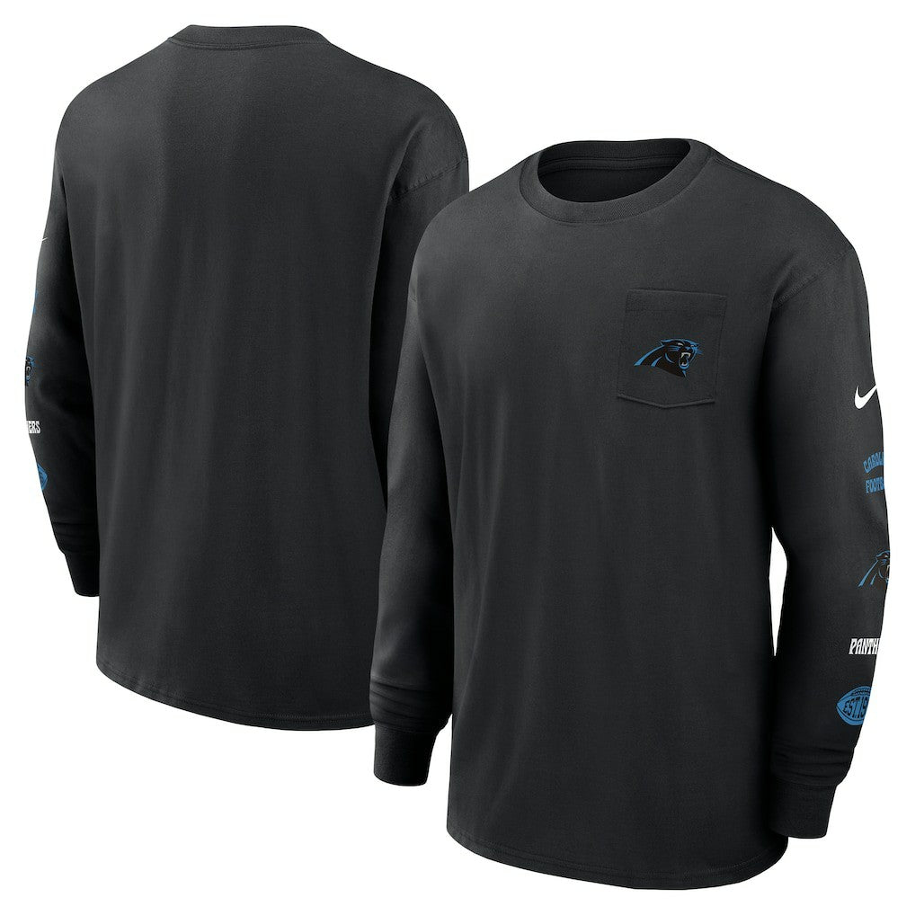 Carolina Panthers Rewind Heavy Max90 Pocket Long Sleeve T-Shirt - Black | Nike for sale
