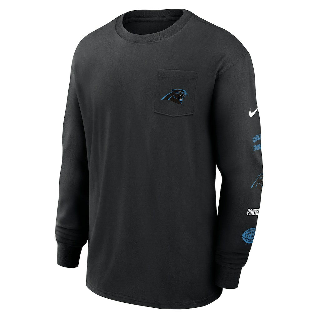 Carolina Panthers Rewind Heavy Max90 Pocket Long Sleeve T-Shirt - Black | Nike for sale