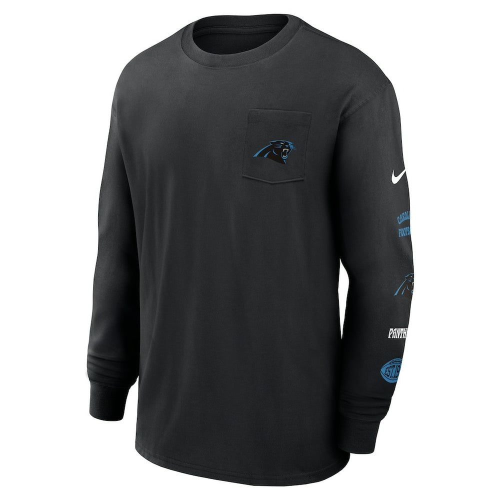 Carolina Panthers Rewind Heavy Max90 Pocket Long Sleeve T-Shirt - Black | Nike for sale