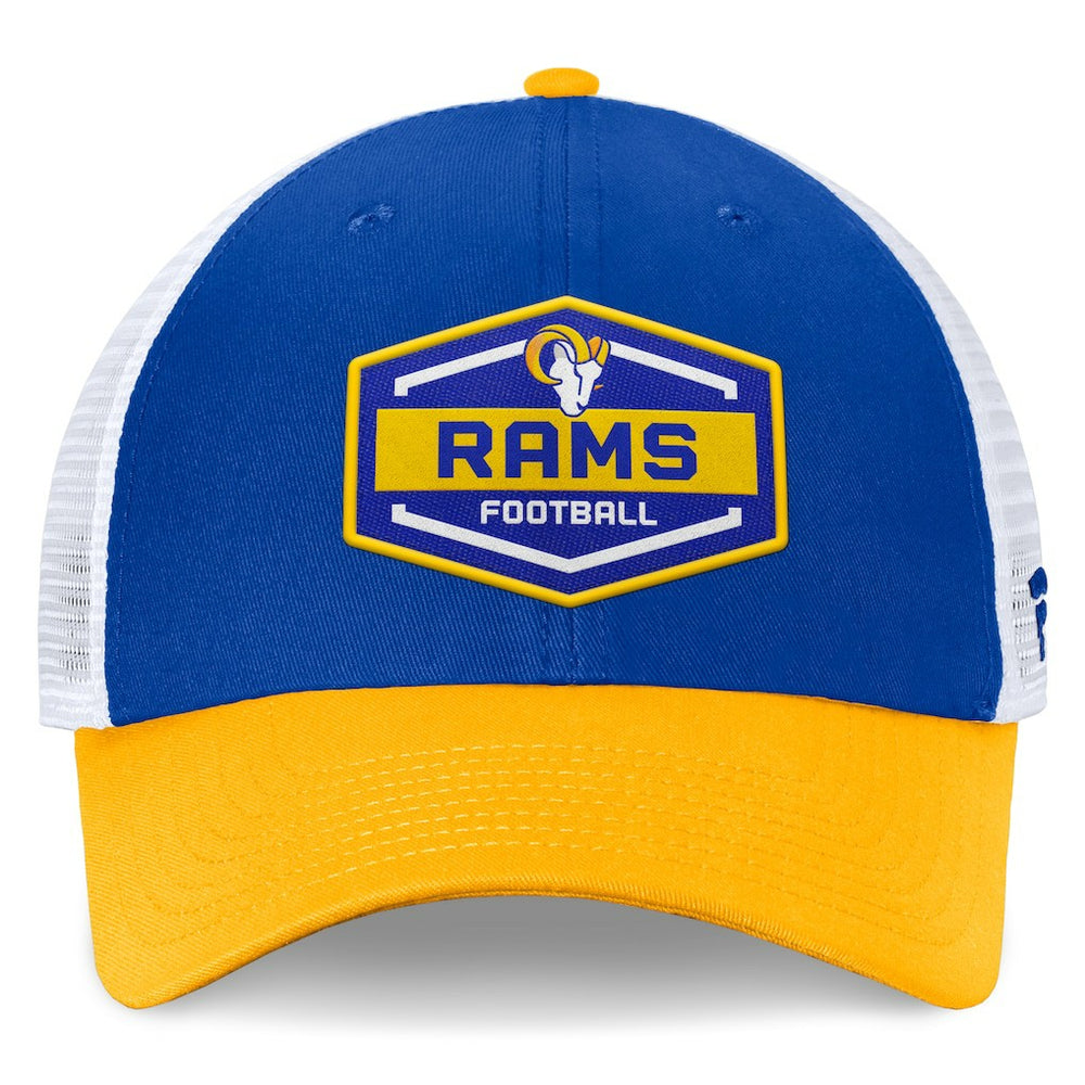 Los Angeles Rams Bench Trucker Adjustable Hat - Royal/Gold for sale