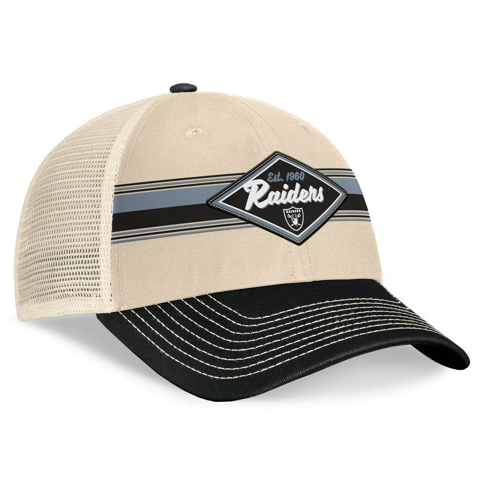 Las Vegas Raiders Diamond Stripe Trucker Adjustable Hat - Natural/Black for sale