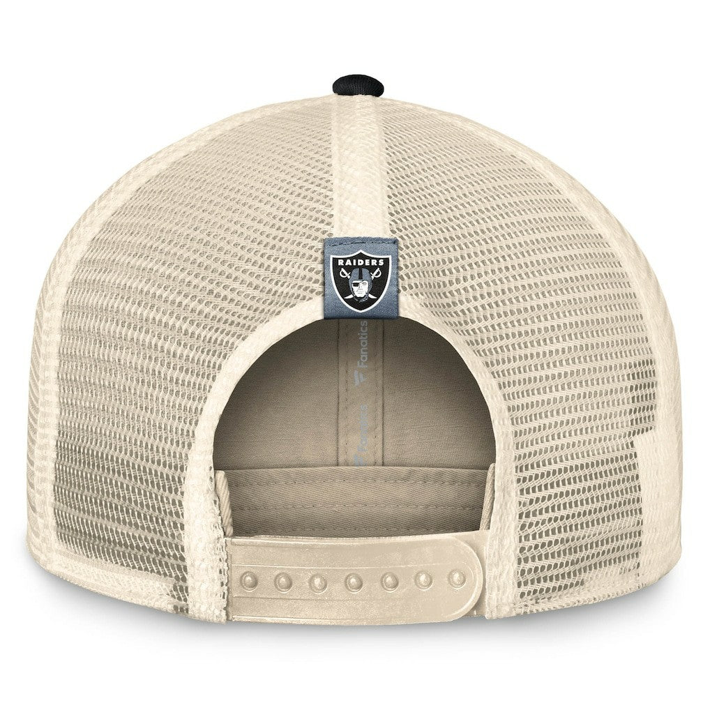 Las Vegas Raiders Diamond Stripe Trucker Adjustable Hat - Natural/Black for sale