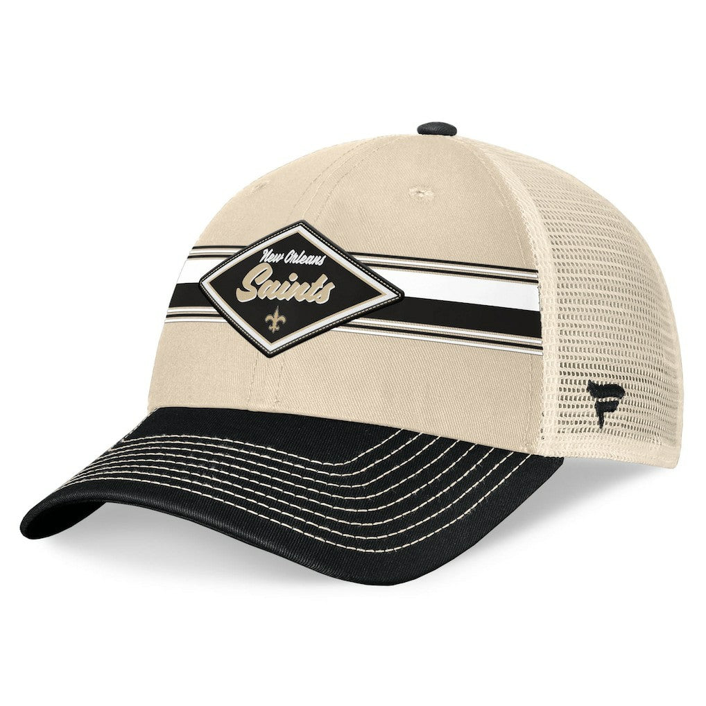 New Orleans Saints Diamond Stripe Trucker Adjustable Hat - Natural/Black cheap