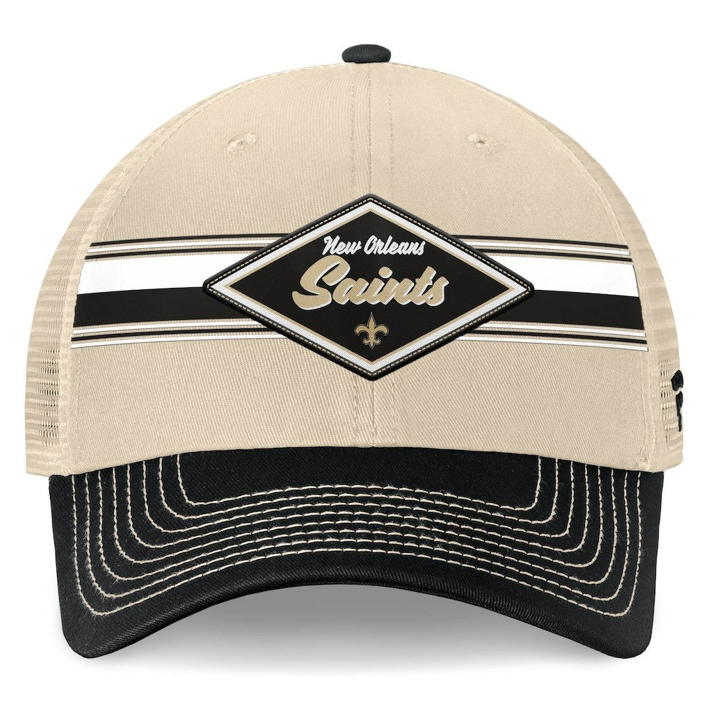 New Orleans Saints Diamond Stripe Trucker Adjustable Hat - Natural/Black cheap