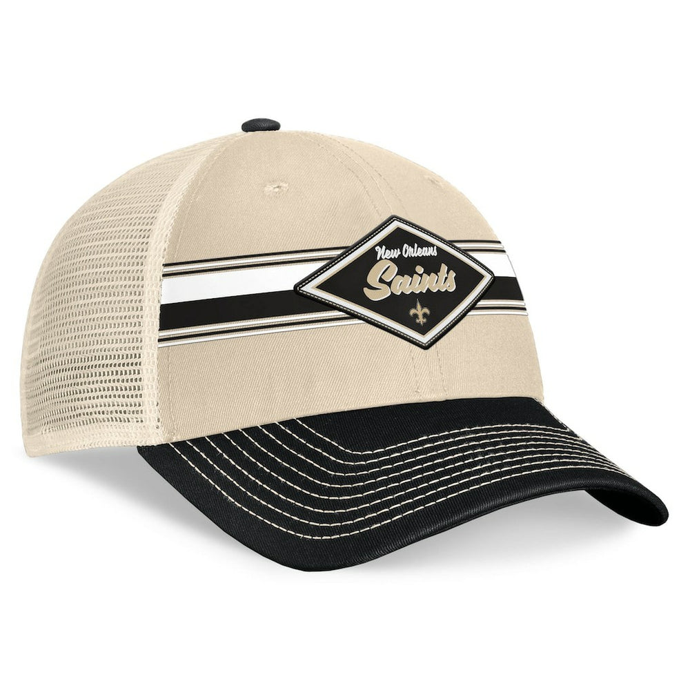 New Orleans Saints Diamond Stripe Trucker Adjustable Hat - Natural/Black cheap