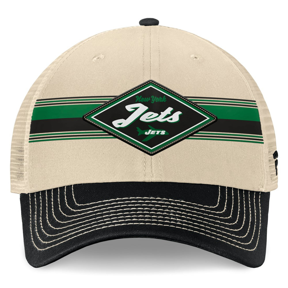 New York Jets Diamond Stripe Trucker Adjustable Hat - Natural/Black outlet