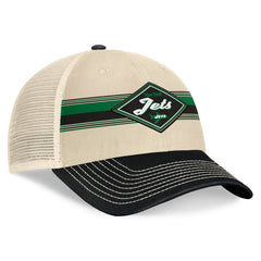 New York Jets Diamond Stripe Trucker Adjustable Hat - Natural/Black outlet