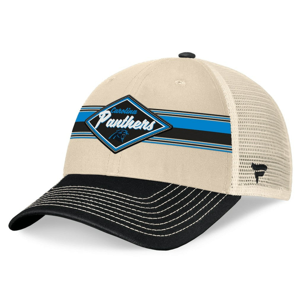 Carolina Panthers Diamond Stripe Trucker Adjustable Hat - Natural/Black online