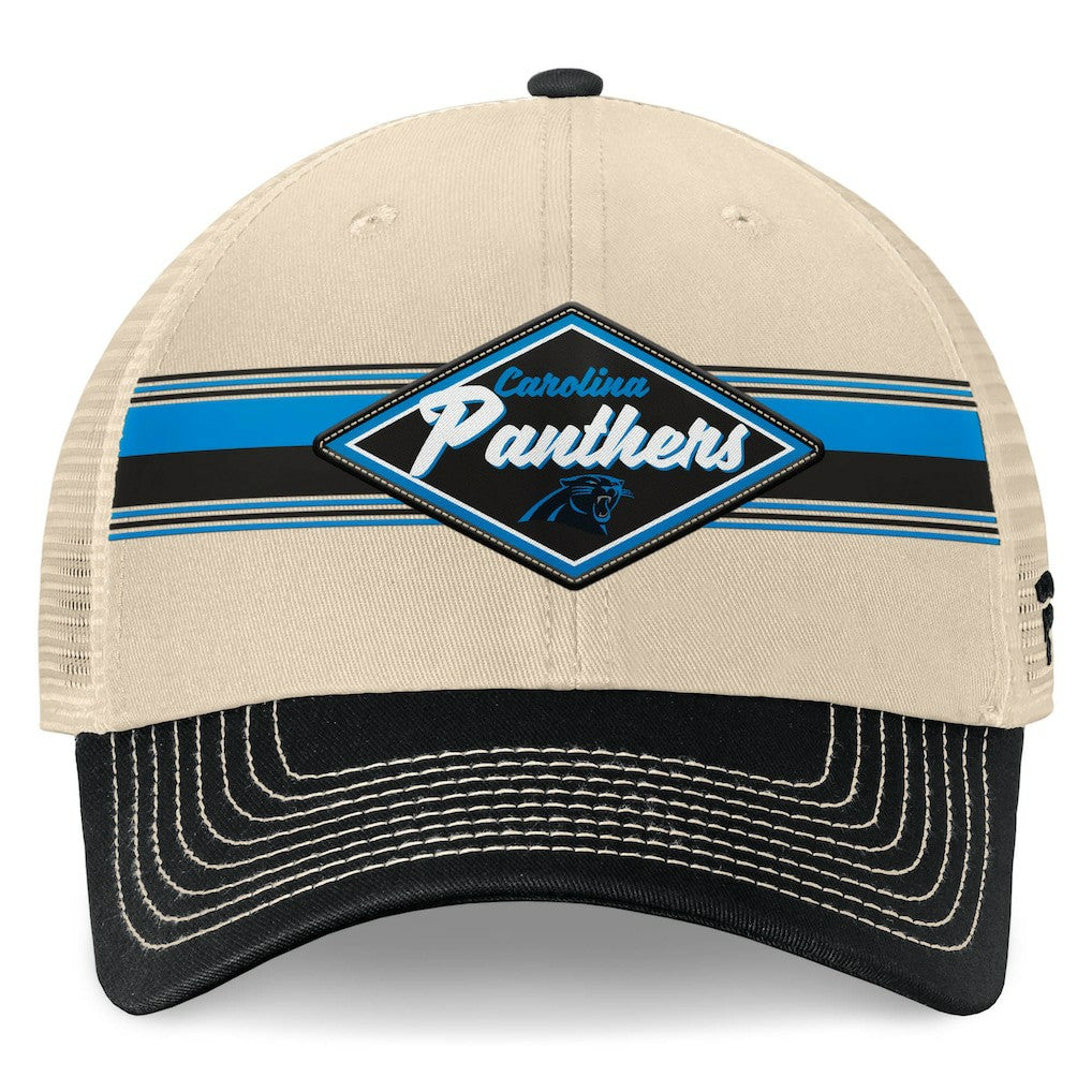 Carolina Panthers Diamond Stripe Trucker Adjustable Hat - Natural/Black online
