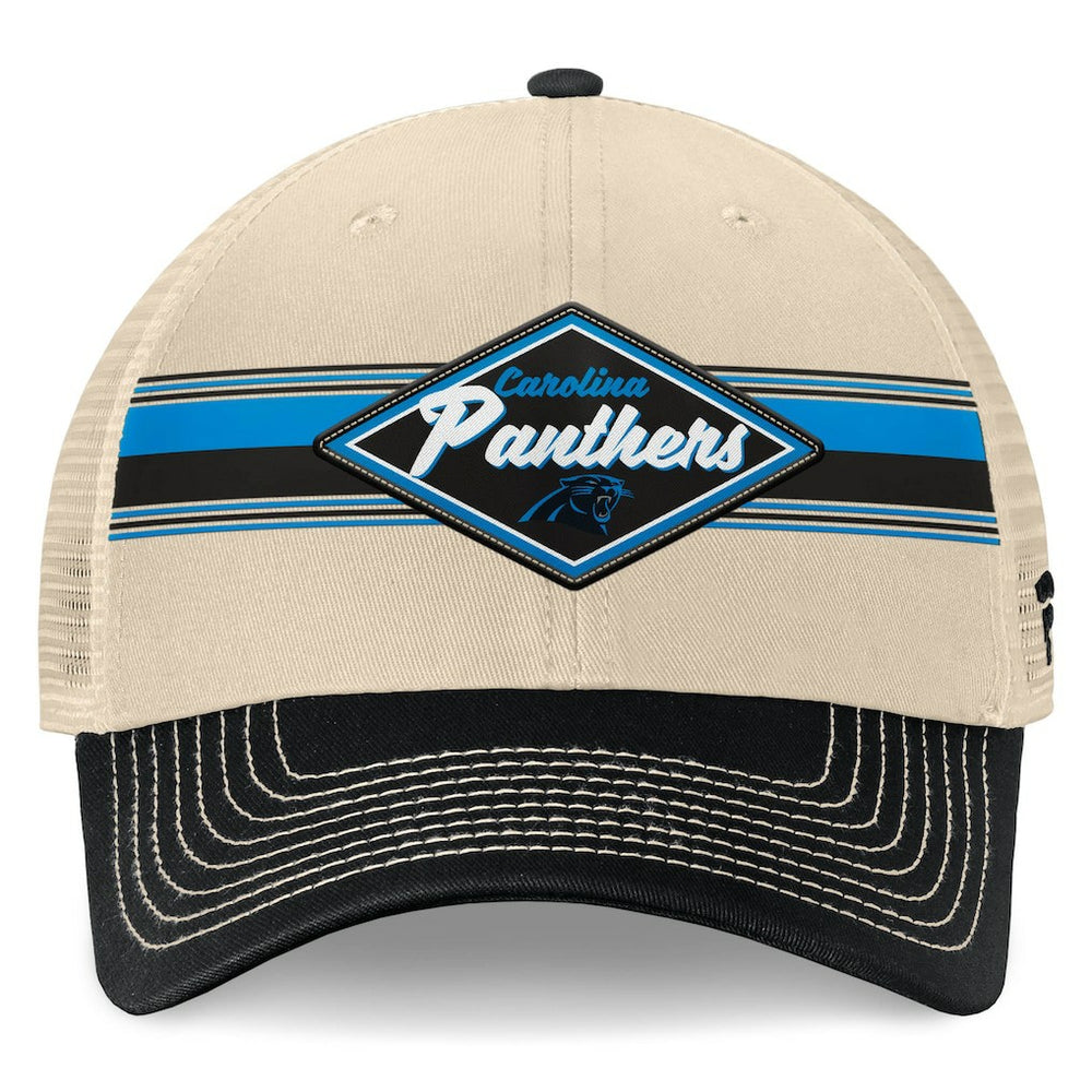 Carolina Panthers Diamond Stripe Trucker Adjustable Hat - Natural/Black online