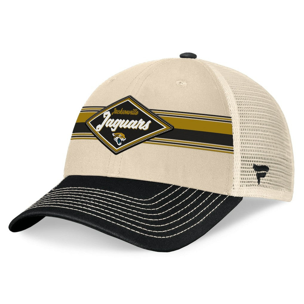 Jacksonville Jaguars Diamond Stripe Trucker Adjustable Hat - Natural/Black cheap
