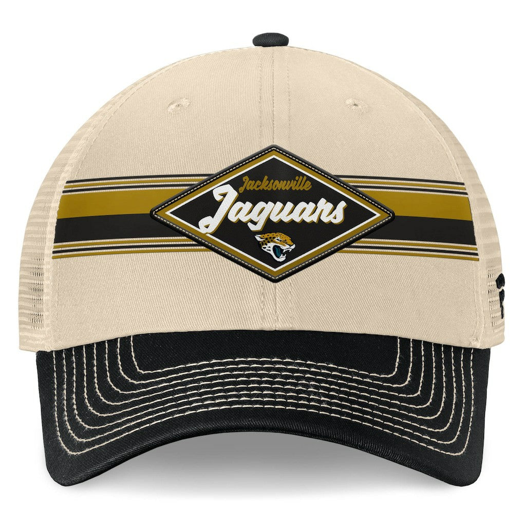 Jacksonville Jaguars Diamond Stripe Trucker Adjustable Hat - Natural/Black cheap