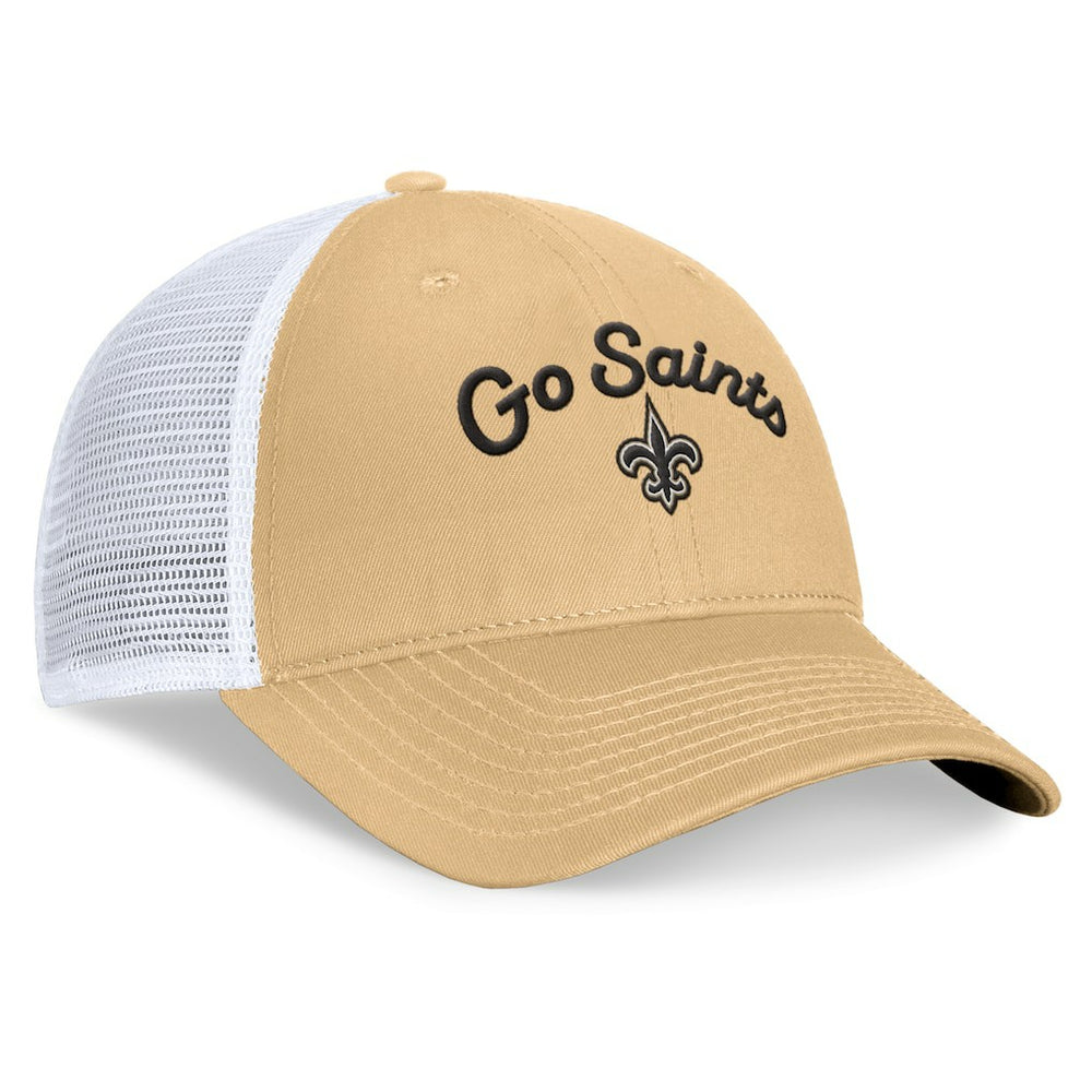 New Orleans Saints Women's Slogan Trucker Adjustable Hat - Gold on sale