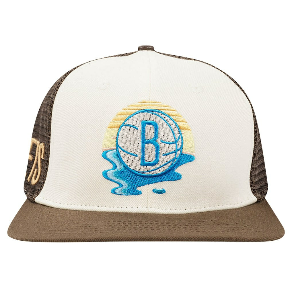 Brooklyn Nets Pro Standard Glint Sunset Snapback Hat - Cream/Brown discount