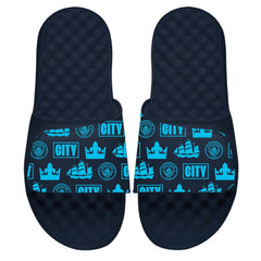 Manchester City ISlide Youth Glyph Pattern Slide Sandals - Navy online