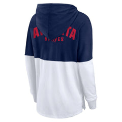 Atlanta Braves Women's Backup Option Pullover Hoodie - Navy/White