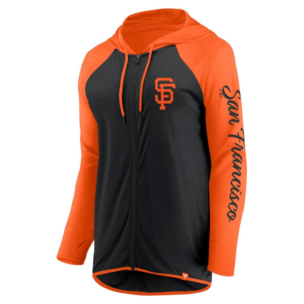 San Francisco Giants Women's Script Sleeve Full-Zip Hoodie - Black/Orange