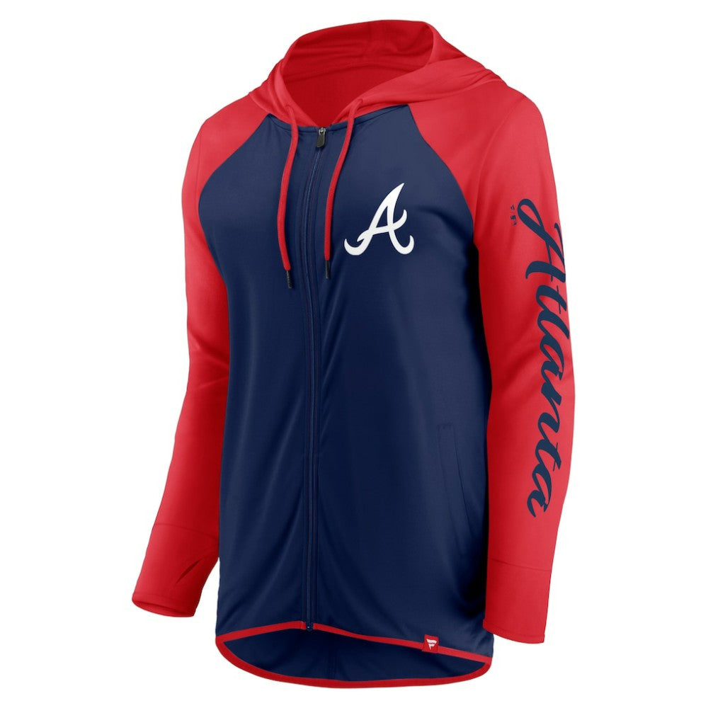 Atlanta Braves Women's Script Sleeve Full-Zip Hoodie - Navy/Red