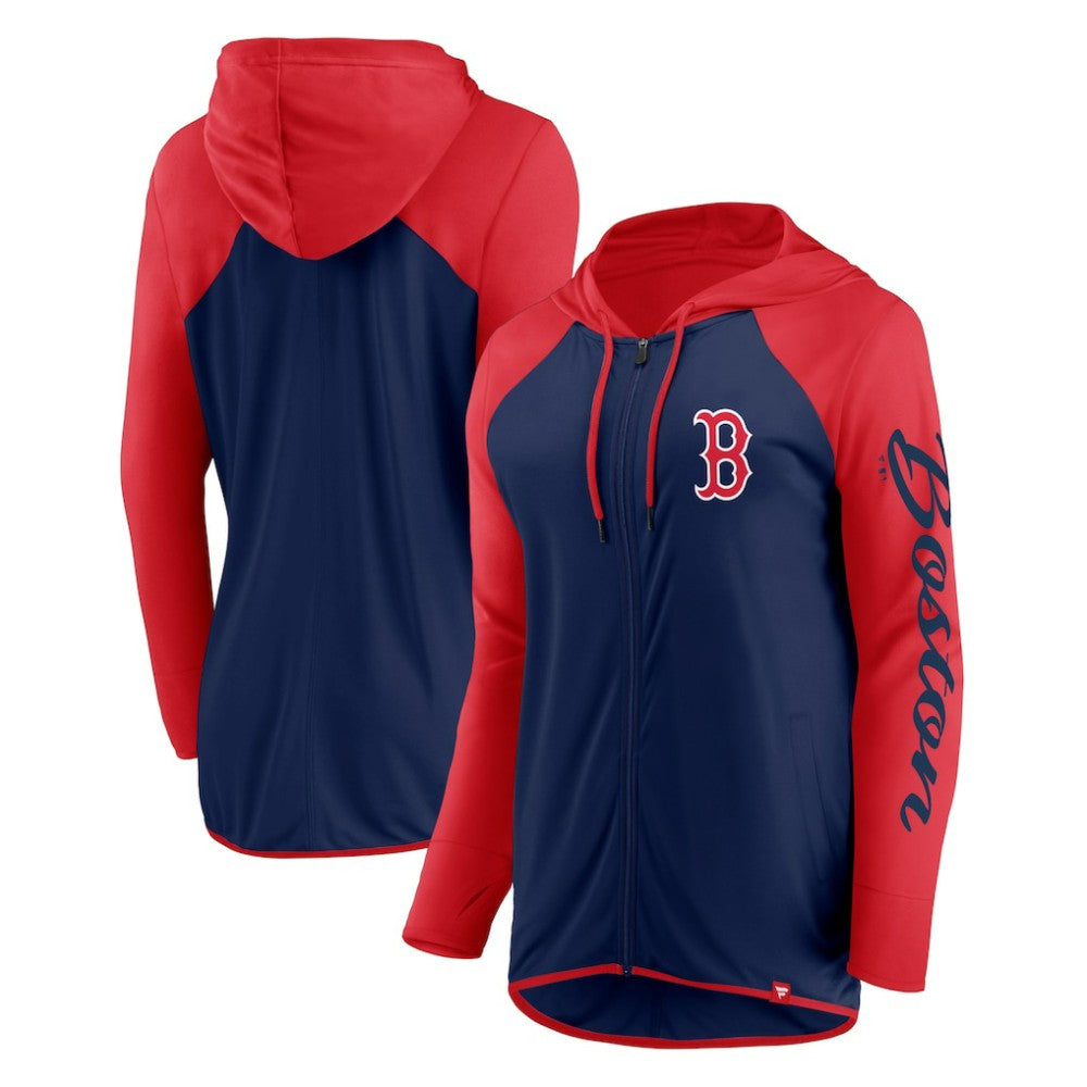 Boston Red Sox Women's Script Sleeve Full-Zip Hoodie - Navy/Red