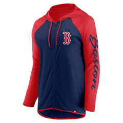 Boston Red Sox Women's Script Sleeve Full-Zip Hoodie - Navy/Red