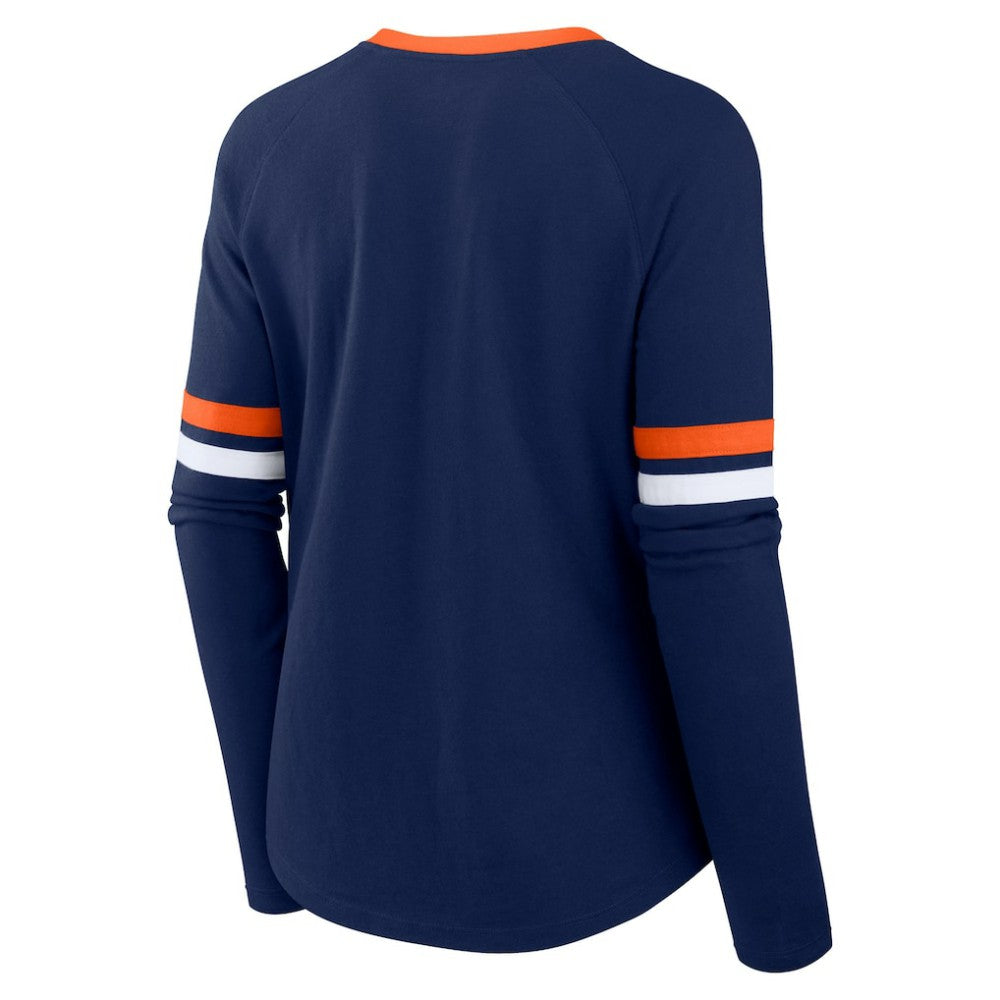 Houston Astros Women's Won & Done Raglan Lace-Up Long Sleeve T-Shirt - Navy