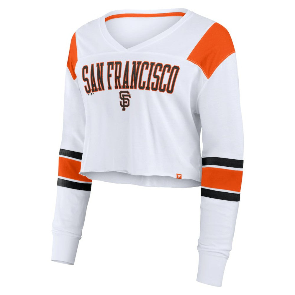 San Francisco Giants Women's Stretch Cropped Fashion Long Sleeve T-Shirt - White