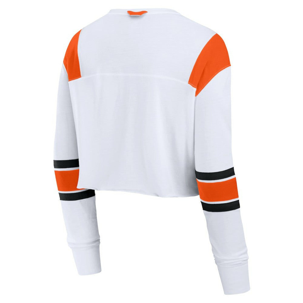 San Francisco Giants Women's Stretch Cropped Fashion Long Sleeve T-Shirt - White