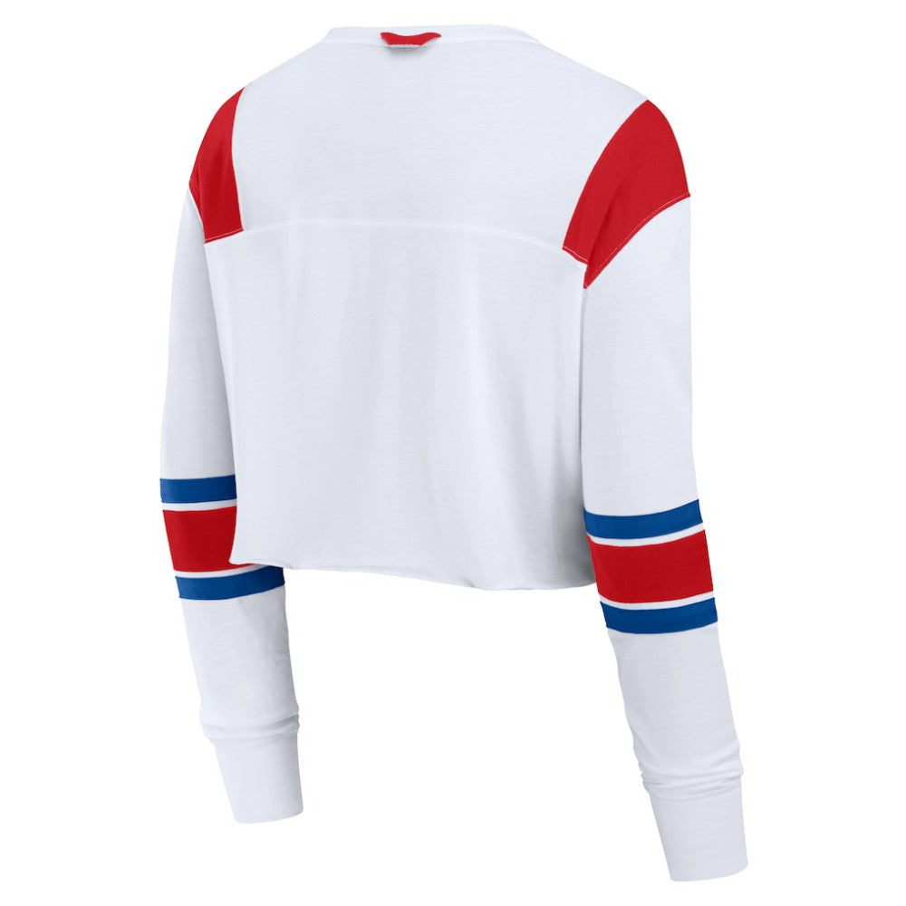 Philadelphia Phillies Women's Stretch Cropped Fashion Long Sleeve T-Shirt - White