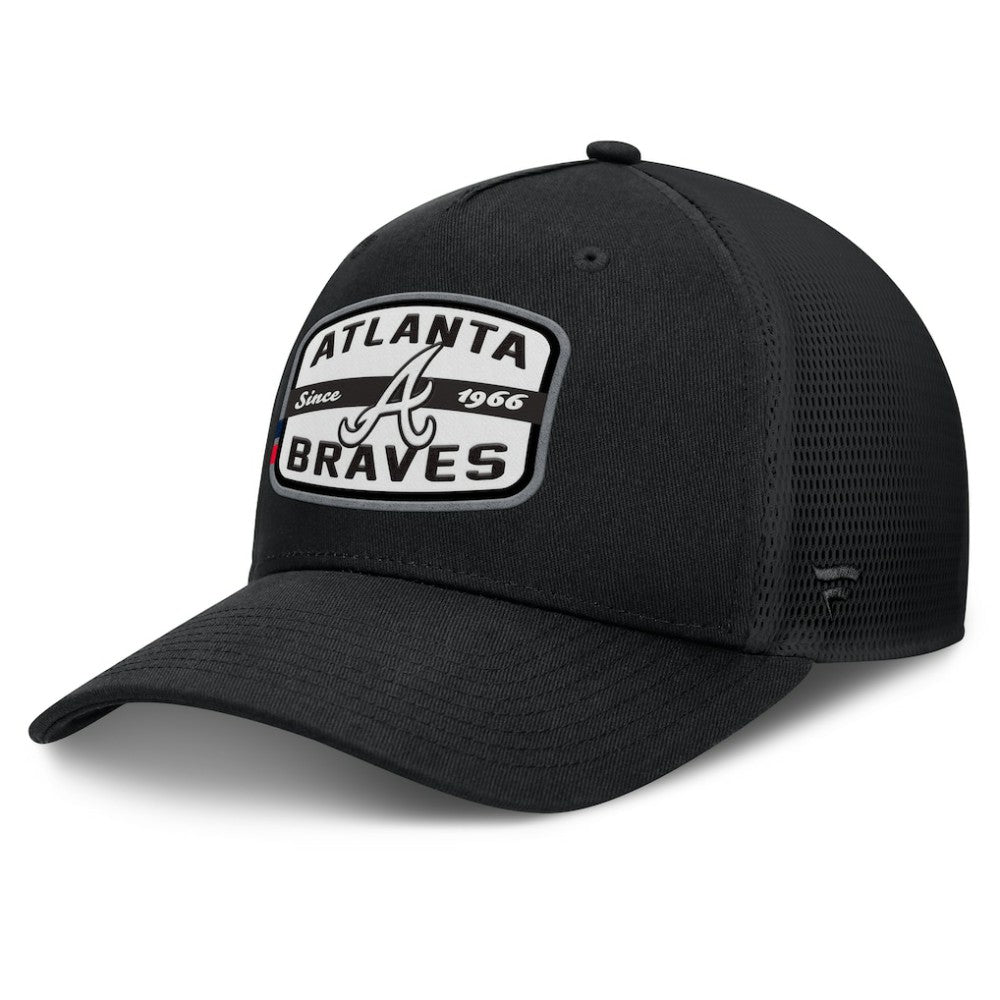 Atlanta Braves Team Patch A-Frame Trucker Snapback Hat - Black