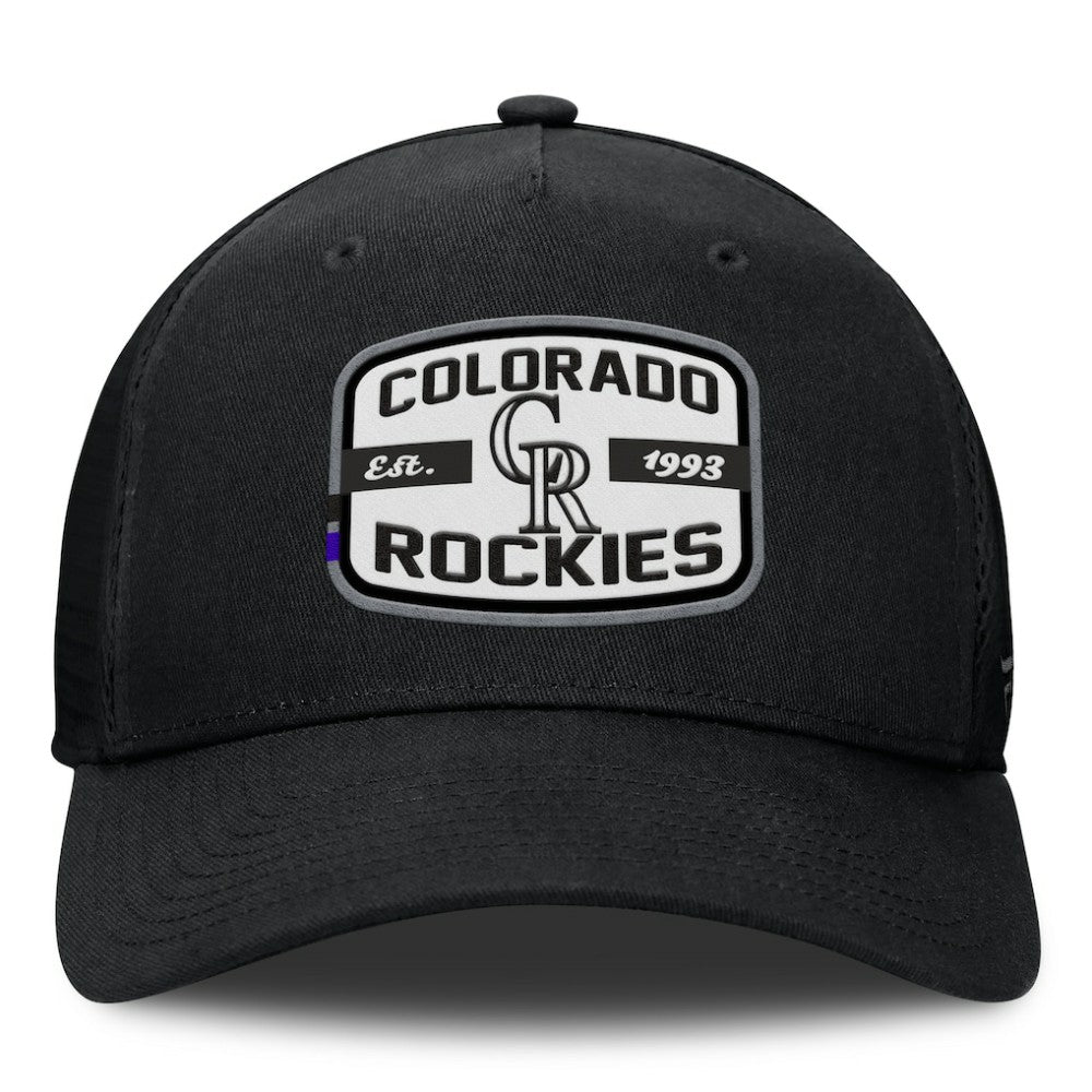 Colorado Rockies Team Patch A-Frame Trucker Snapback Hat - Black