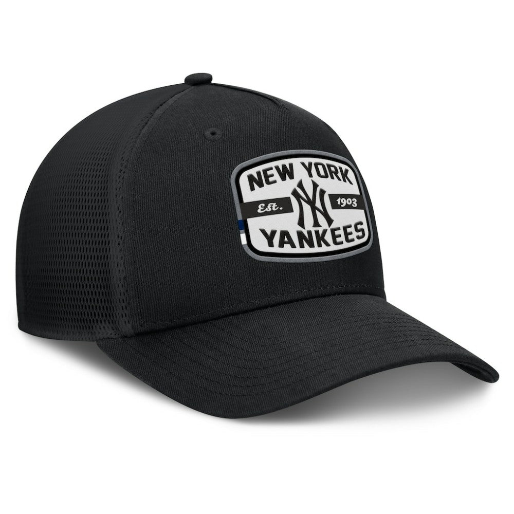 New York Yankees Team Patch A-Frame Trucker Snapback Hat - Black