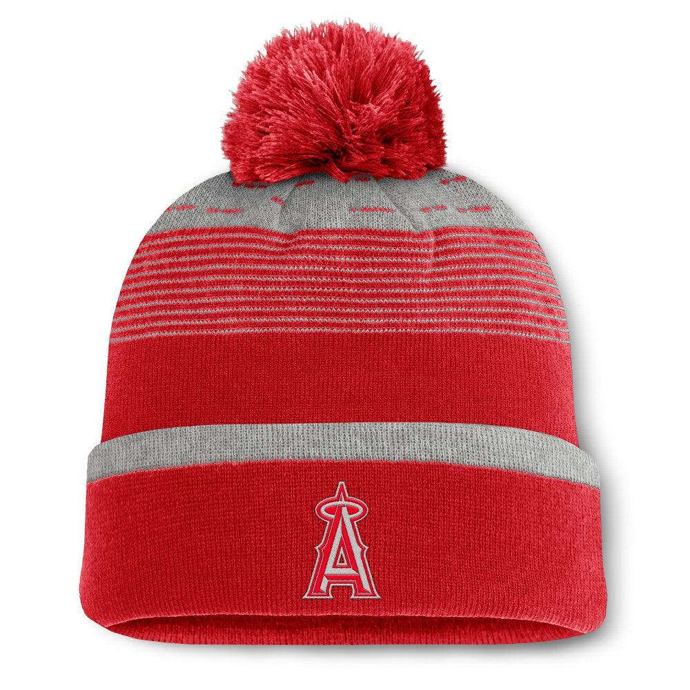 Los Angeles Angels Fundamental Gradient Cuffed Knit Hat with Pom - Red