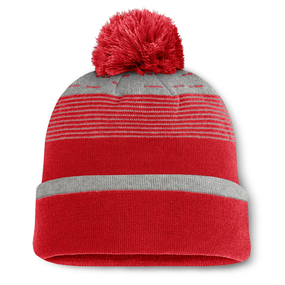 Los Angeles Angels Fundamental Gradient Cuffed Knit Hat with Pom - Red