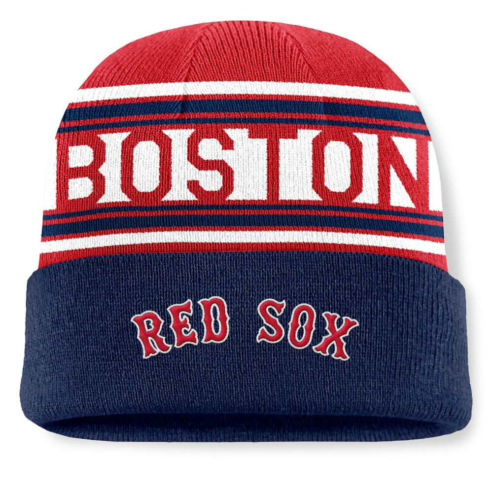 Boston Red Sox Fundamental Team Stripe Cuffed Knit Hat - Navy