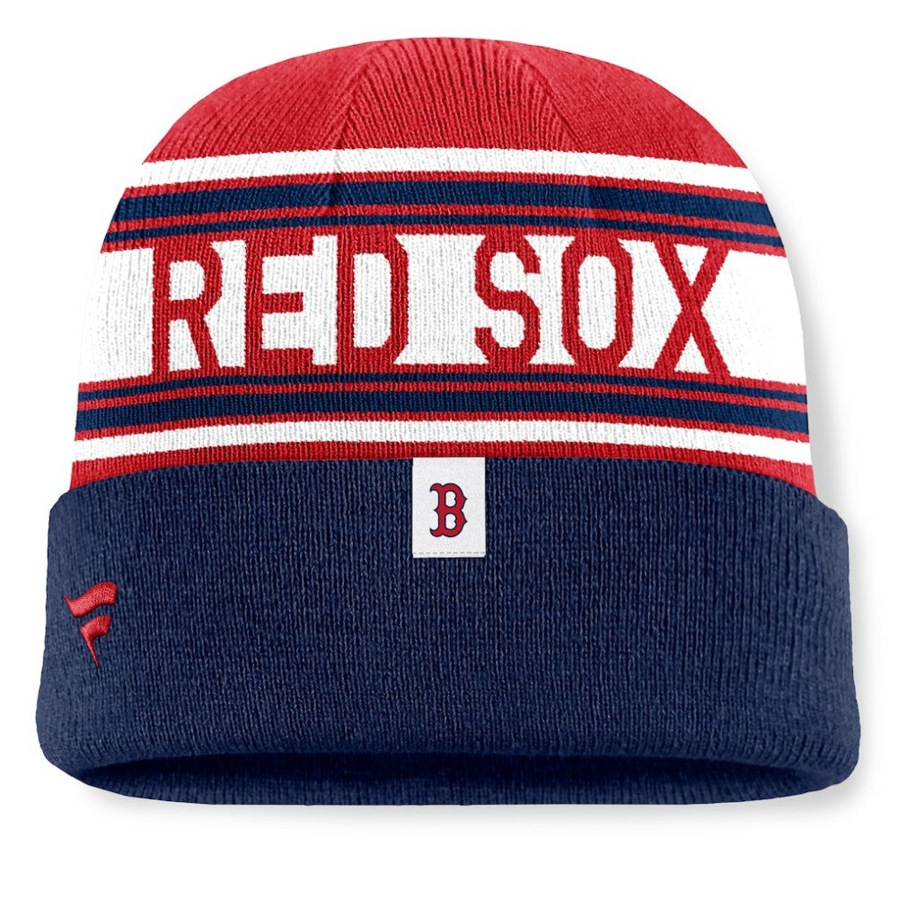 Boston Red Sox Fundamental Team Stripe Cuffed Knit Hat - Navy