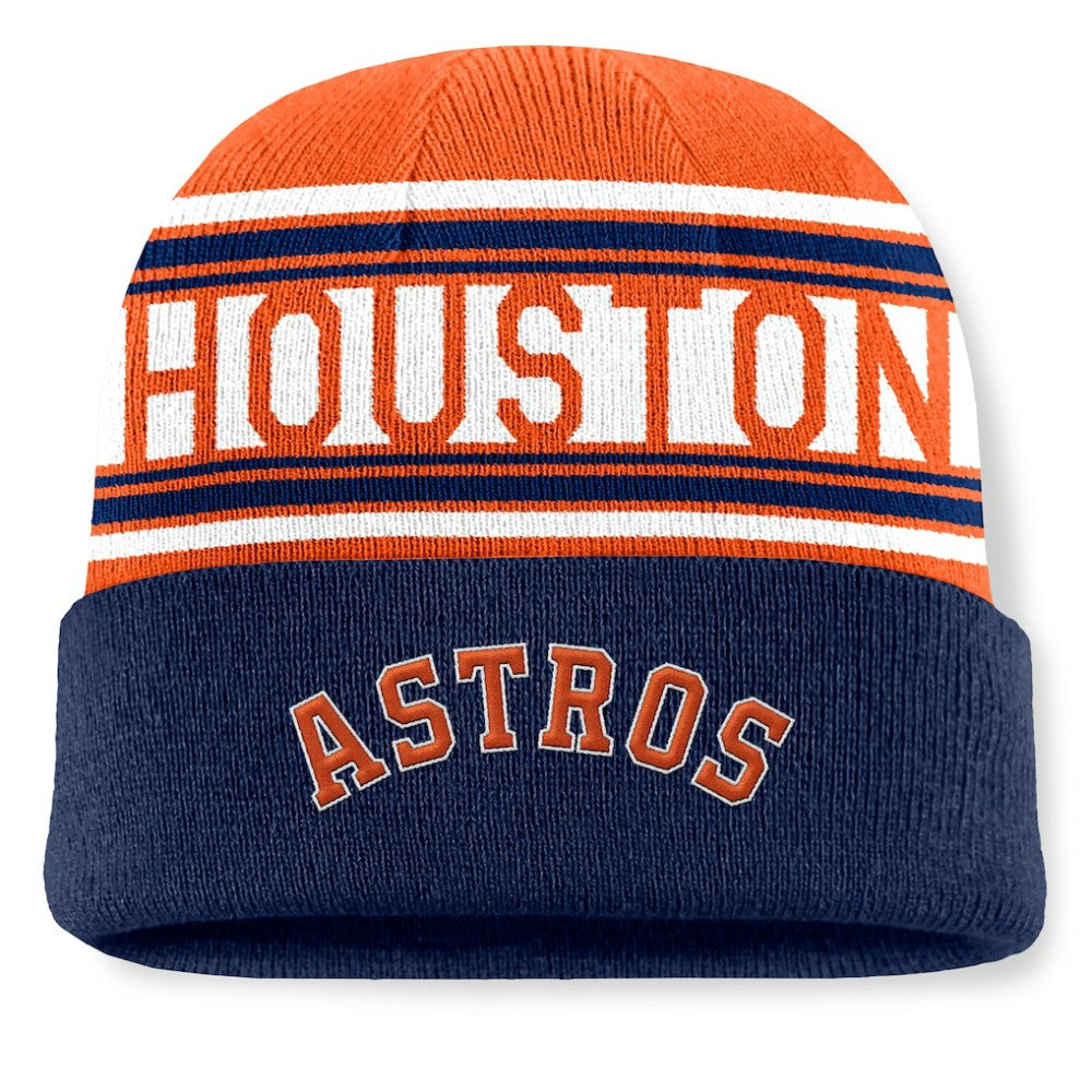 Houston Astros Fundamental Team Stripe Cuffed Knit Hat - Navy