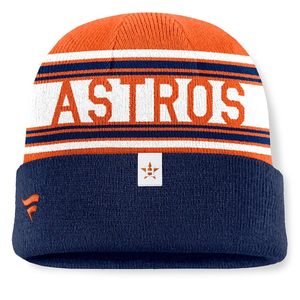 Houston Astros Fundamental Team Stripe Cuffed Knit Hat - Navy