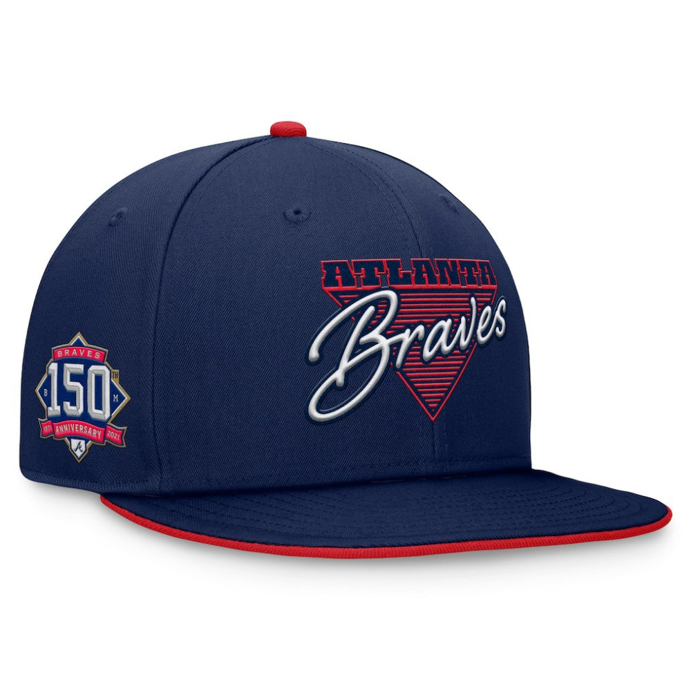 Atlanta Braves Fundamental Tri-Script Fitted Hat - Navy