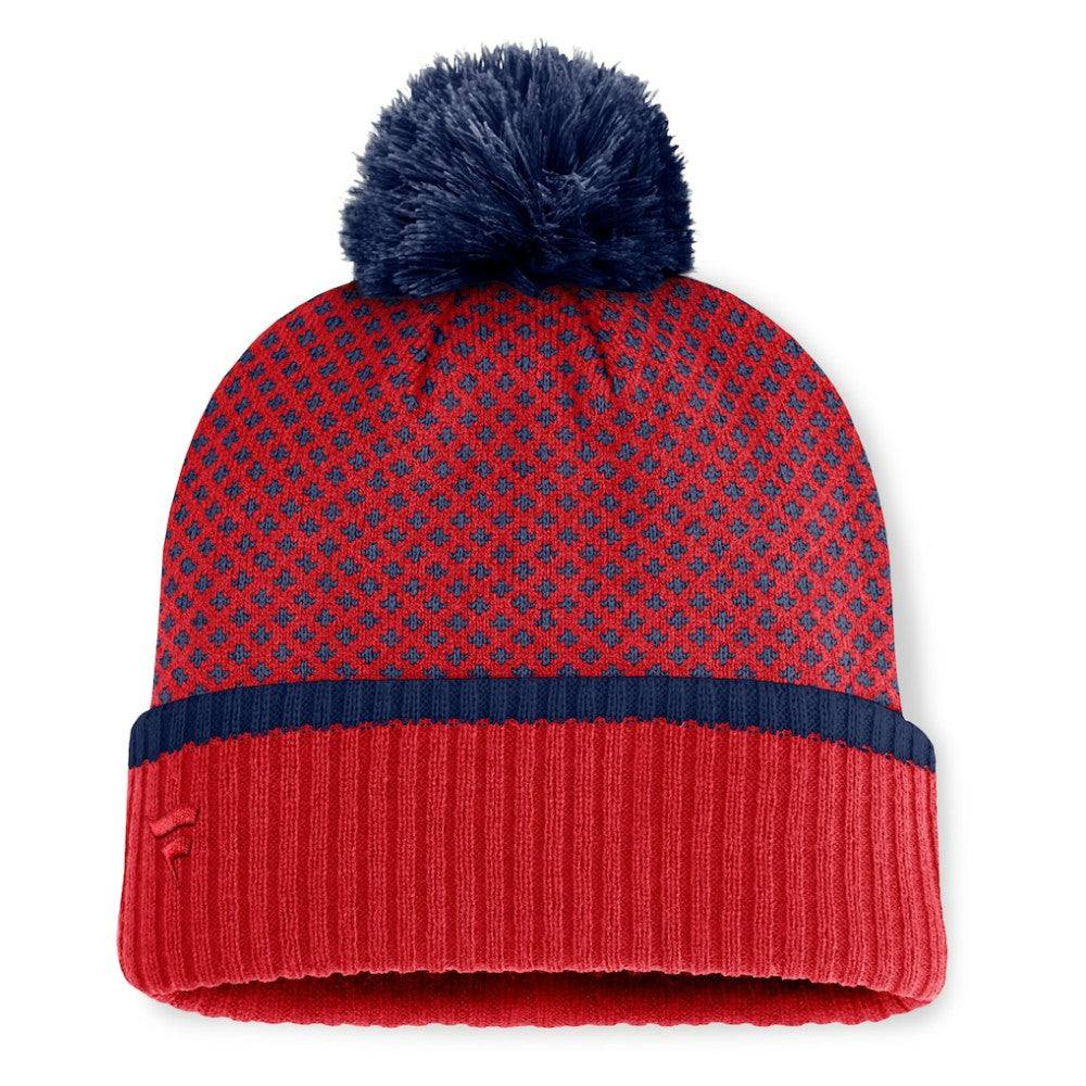 Washington Nationals Women's Fundamental Jacquard Cuffed Knit Hat with Pom - Red
