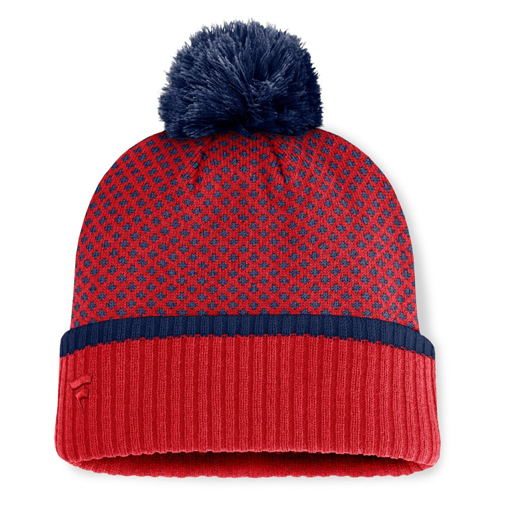 Los Angeles Angels Women's Fundamental Jacquard Cuffed Knit Hat with Pom - Red