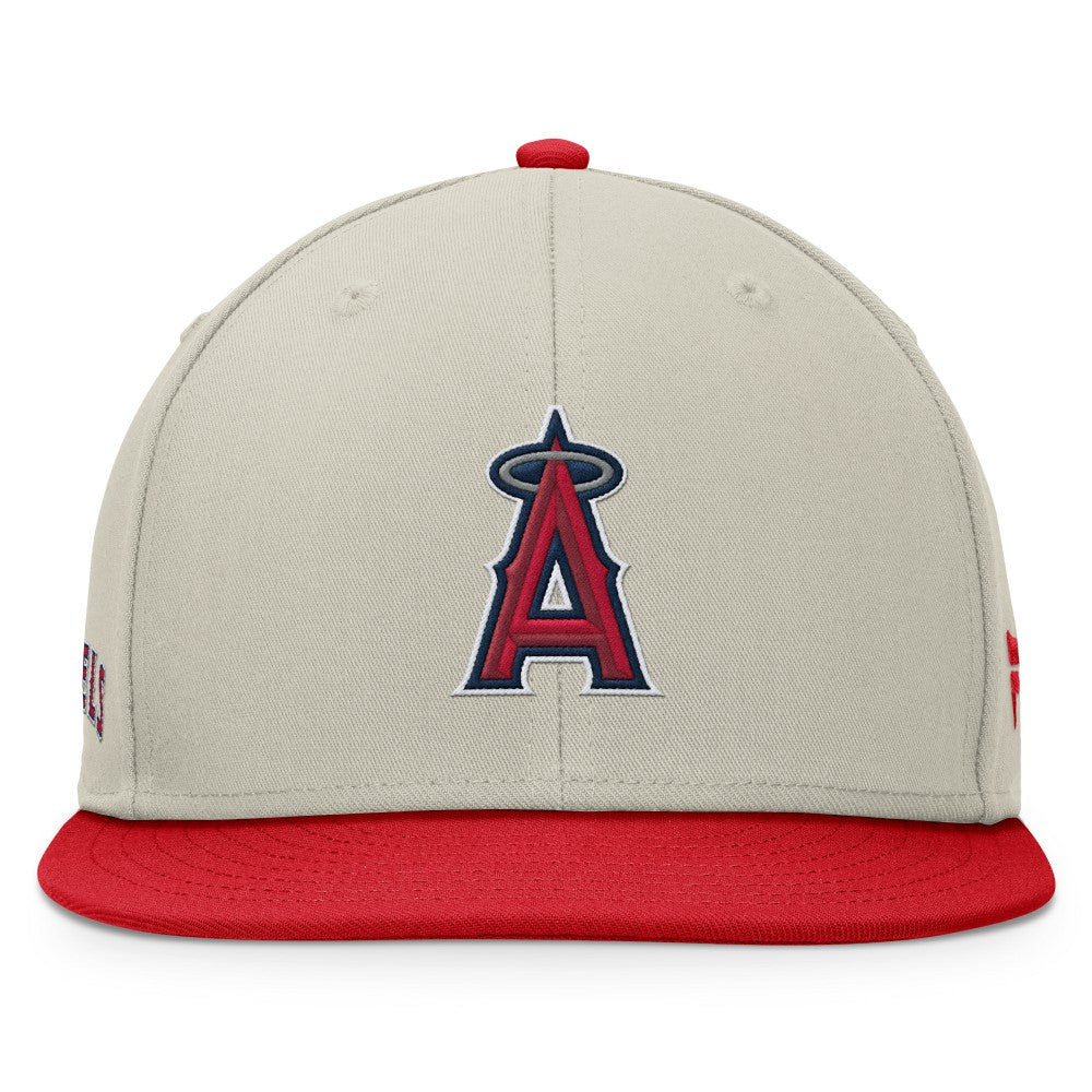 Los Angeles Angels Team Two-Tone Snapback Hat - Khaki/Red