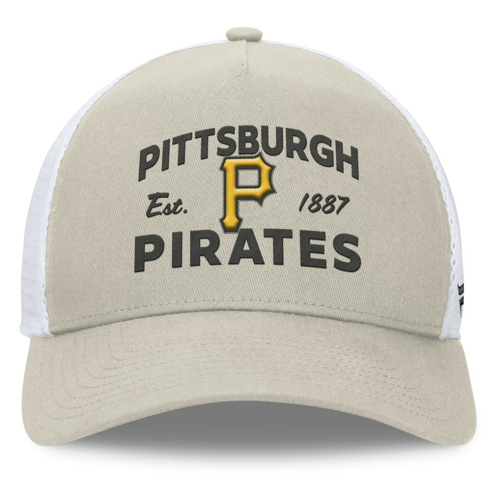 Pittsburgh Pirates A-Frame Trucker Adjustable Hat - Stone