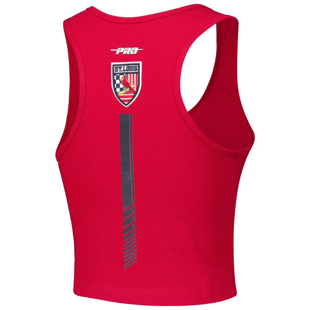St. Louis Cardinals Pro Standard Women's Fast Lane Fitted Tri-Blend Cropped Tank Top - Red