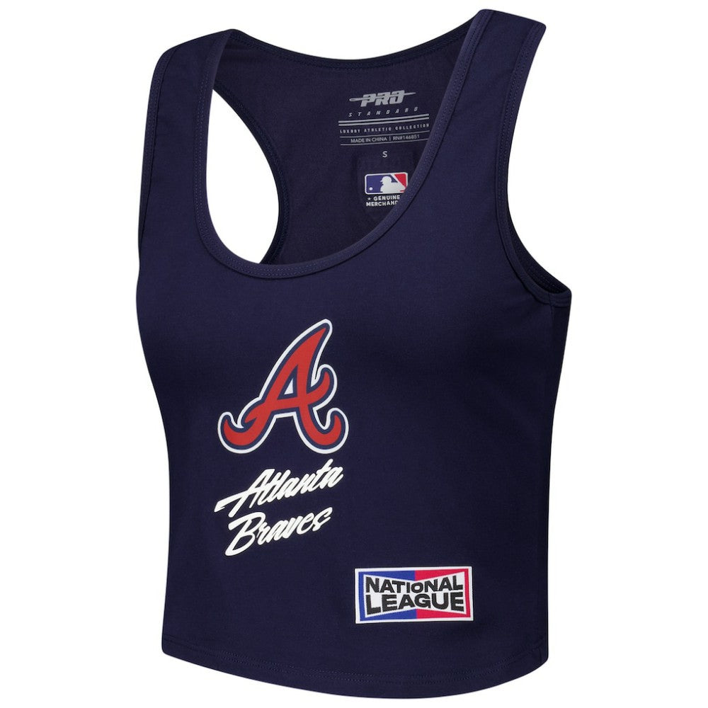 Atlanta Braves Pro Standard Women's Fast Lane Fitted Tri-Blend Cropped Tank Top - Navy