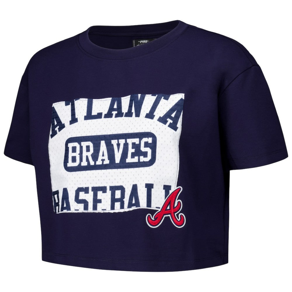 Atlanta Braves Pro Standard Women's Made To Play Boxy Cropped T-Shirt - Navy
