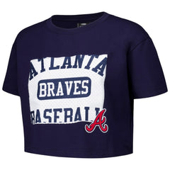 Atlanta Braves Pro Standard Women's Made To Play Boxy Cropped T-Shirt - Navy