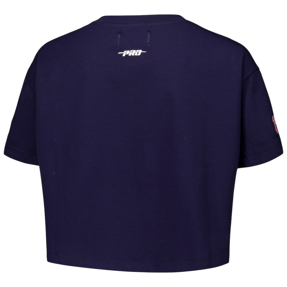 Atlanta Braves Pro Standard Women's Made To Play Boxy Cropped T-Shirt - Navy